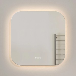 Emke LED-Badspiegel 60 x 60 cm Quadratischer Ultradünner Spiegel mit Antibeschlag Kaltweißes Neutrales Warmweißes Licht