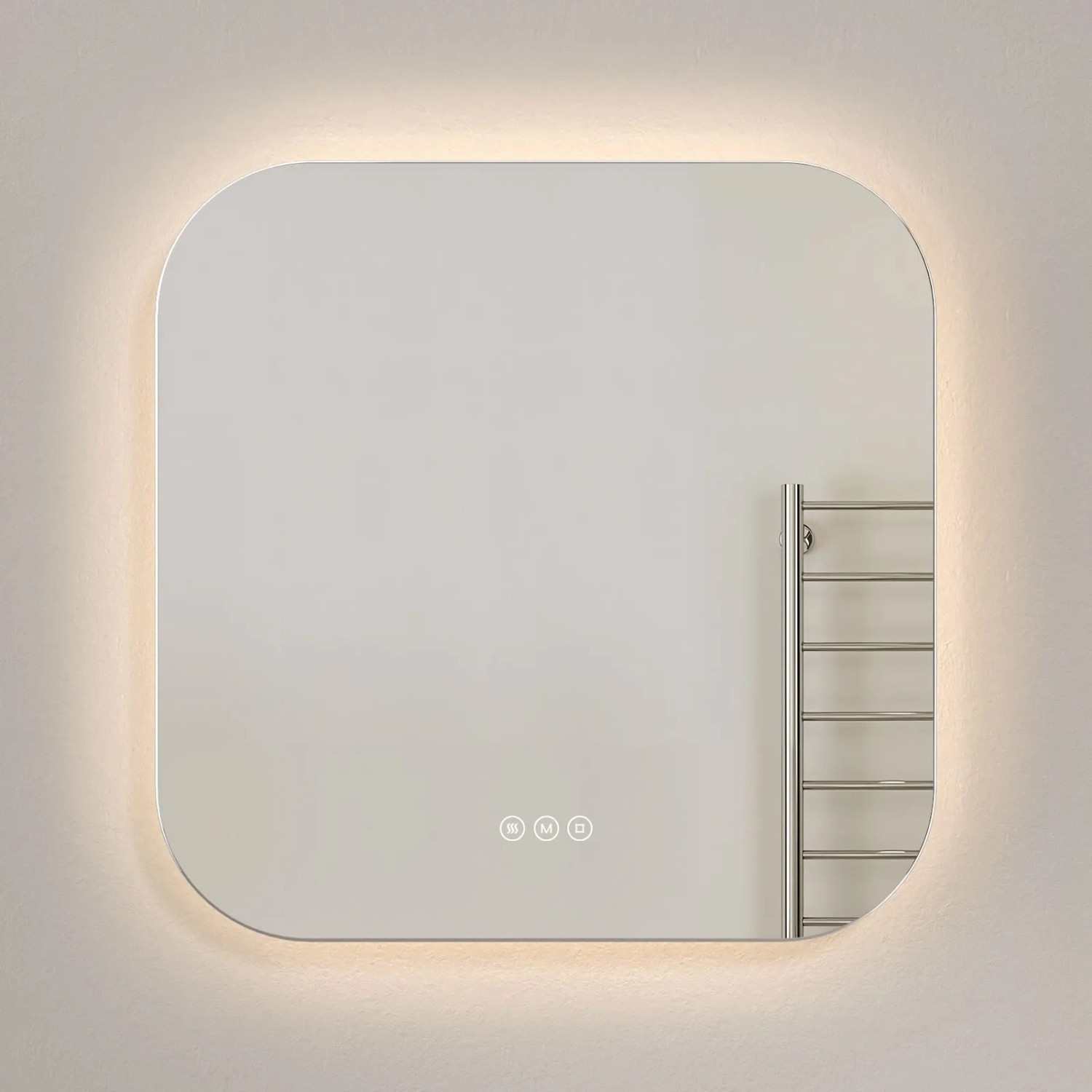 Emke LED-Badspiegel 60 x 60 cm Quadratischer Ultradünner Spiegel mit Antibe günstig online kaufen