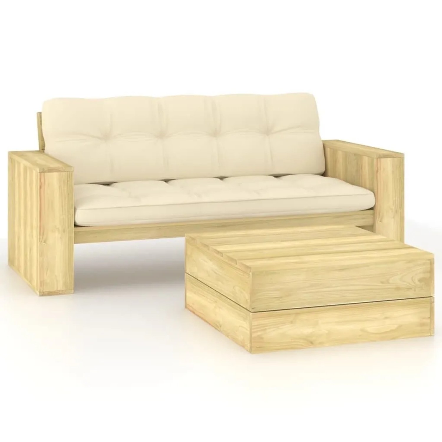 vidaXL 2-Tlg Garten-Lounge-Set mit Kissen Kiefernholz Imprägniert 3065779