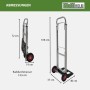 Abmessungen der TRUTZHOLM Aluminium Sackkarre, klappbar: aufgeklappt 108cm, eingeklappt 72cm hoch.