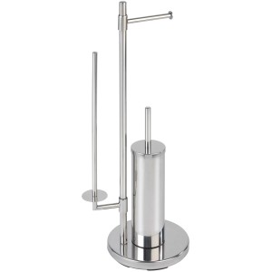 Wenko Stand WC-Garnitur Universalo Neo aus Edelstahl mit Papierhalter und Bürste.