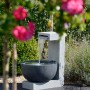 Großer Design-Gartenbrunnen mit runder Schale aus Polyresin, 52x44x65cm.