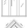 Skizze der SKYLINE BIG Sauna aus Tannenholz mit Kunststeinwand, Maße und Details zur Elementbauweise.