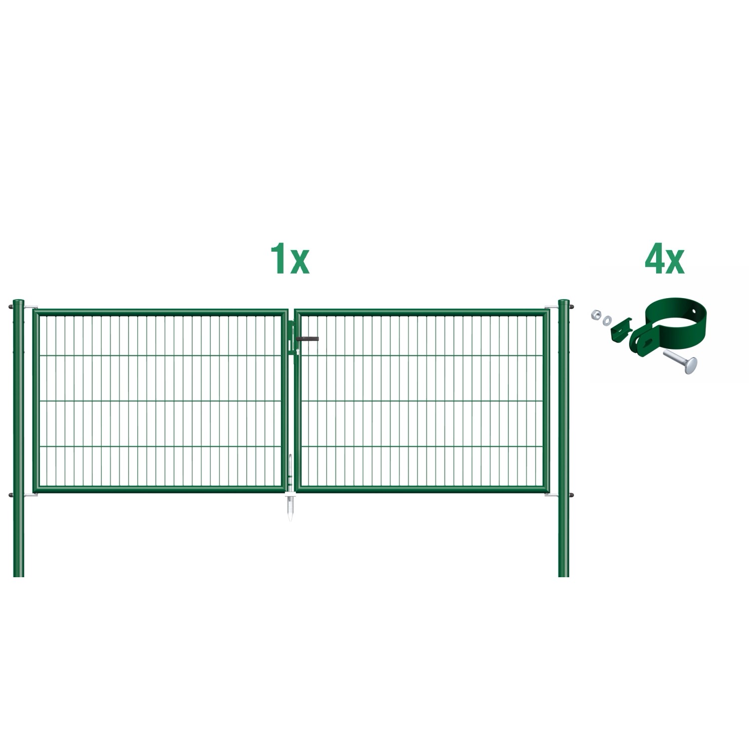 Metallzaun Doppeltor für Einstabmatte Grün z. Einbetonieren 299 cm x 100 cm günstig online kaufen