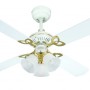 Weißer Deckenventilator Princess Trio 105 cm von WESTINGHOUSE mit Beleuchtung und Zugketten.
