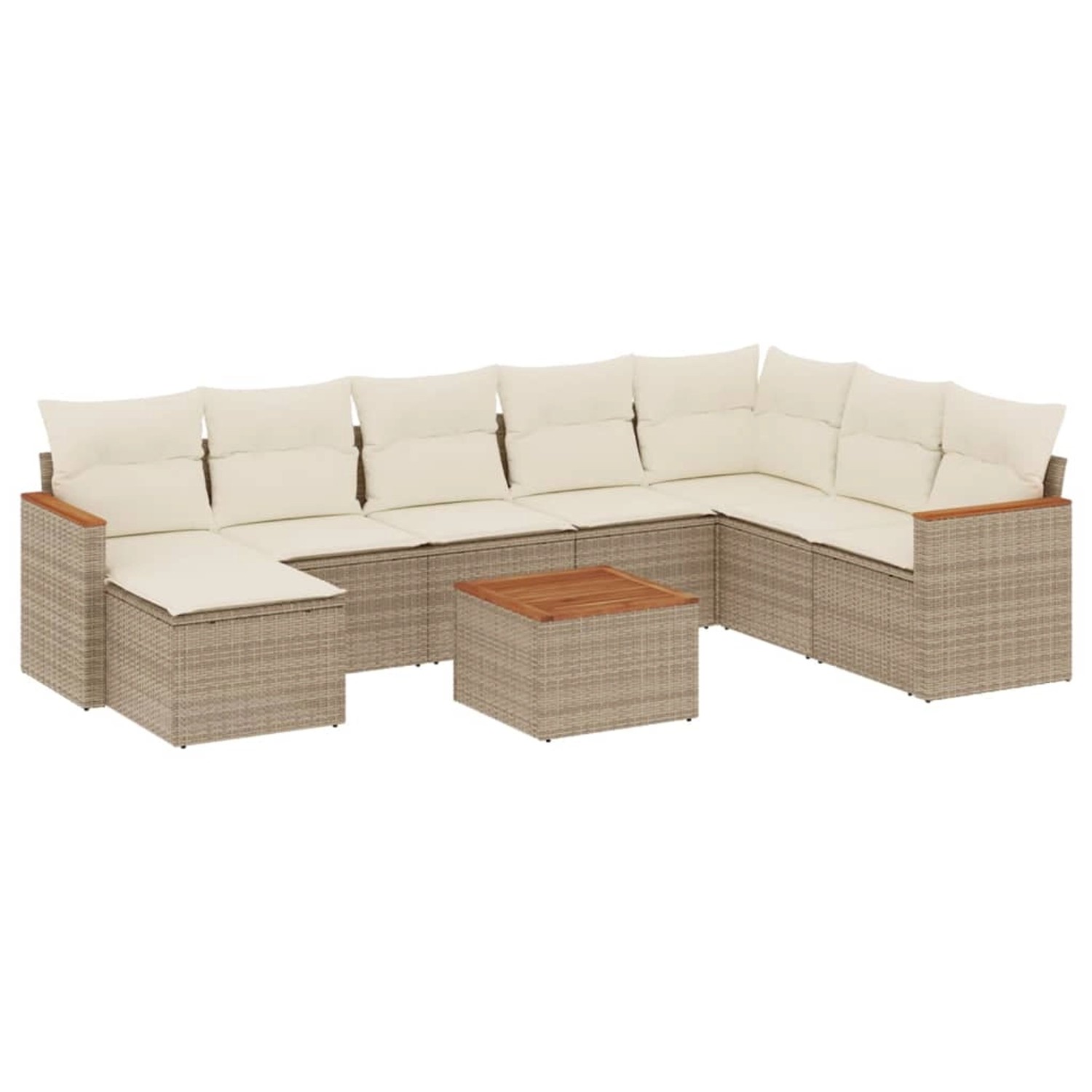 vidaXL 9-Tlg Garten-Sofagarnitur mit Kissen Beige Poly Rattan 3258656 günstig online kaufen