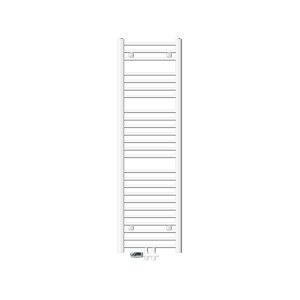 Weißer ECD Germany Badheizkörper 400x1500mm mit Anschlussgarnitur für Durchgang.