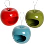Dobar Keramik-Futterspender Apfelform, 3er-Set in Rot, Grün und Blau. Vogelhäuser für Wildvögel.