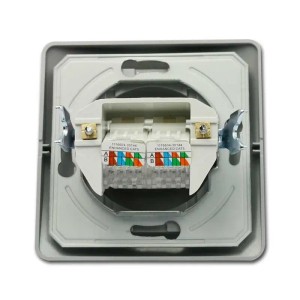 TEM EKONOMIK 2-fach RJ45 Netzwerkdose Cat5e, silberne Schalterprogramme