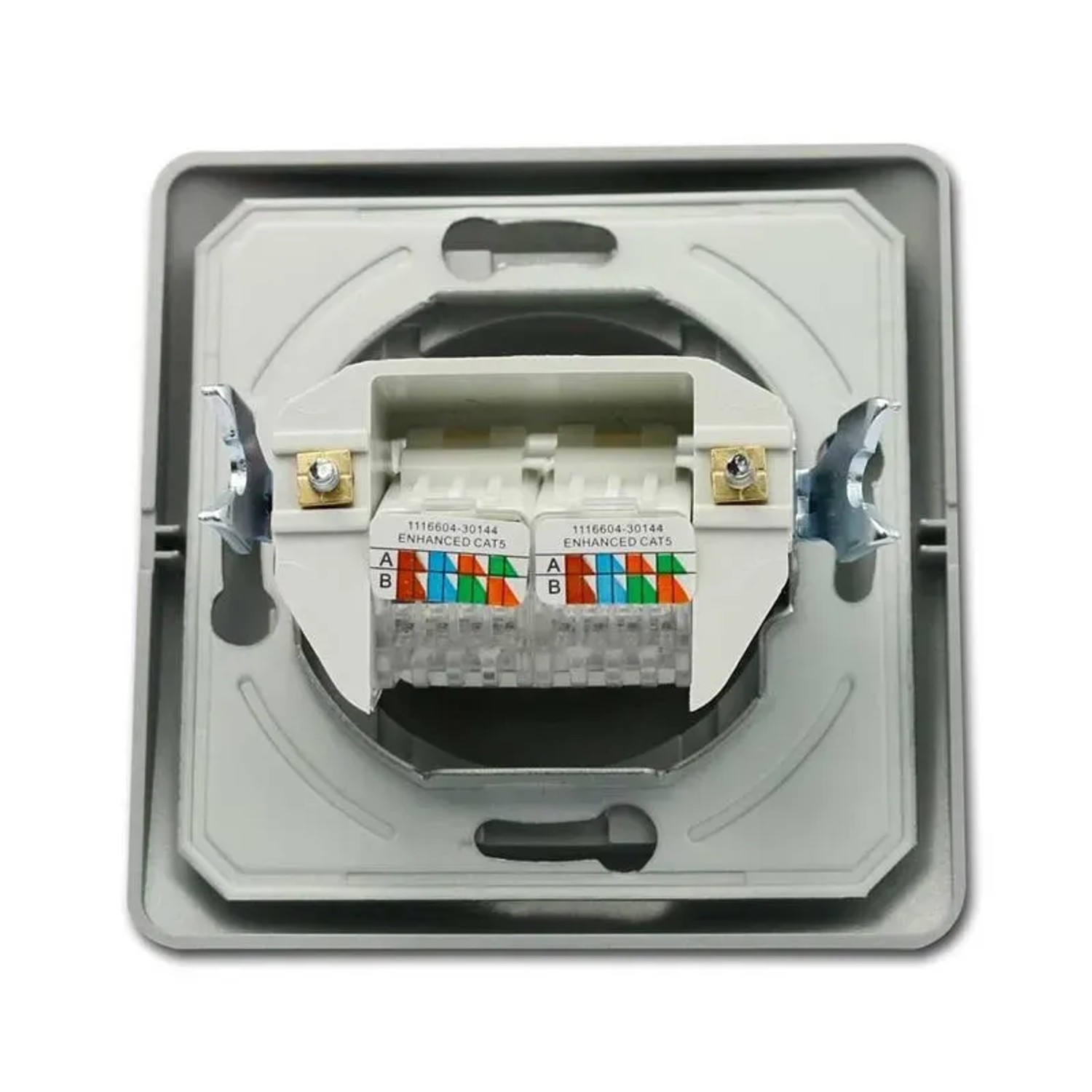TEM EKONOMIK 2-fach RJ45 Netzwerkdose Cat5e, silberne Schalterprogramme