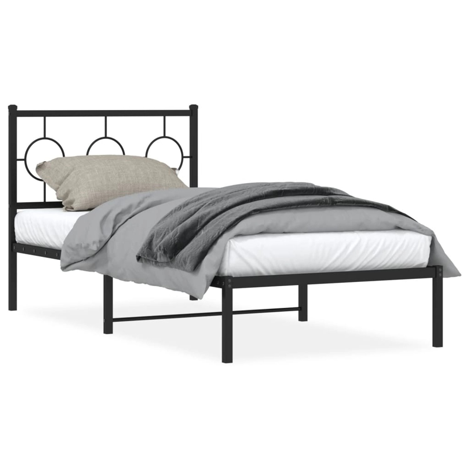 vidaXL Bettgestell mit Kopfteil Metall Schwarz 90x190 cm 376218 günstig online kaufen