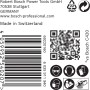 Verpackung Bosch Expert Netzschleifblatt M480 K120, Hinweise zu Schutzausrüstung und QR-Code.