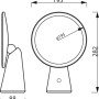 Technische Zeichnung: Philips Tischleuchte Mirror mit Spiegel, Maße und Details.