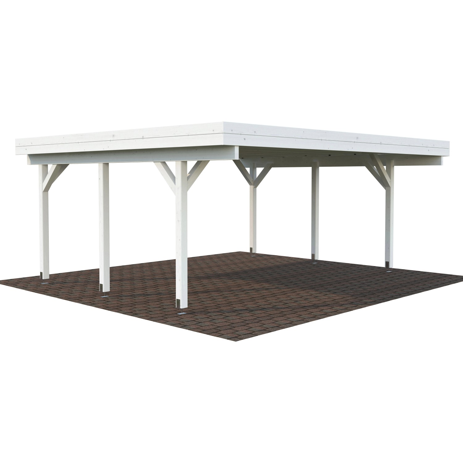 Palmako Carport Karl 20,6 m² Weiß Grundiert 600 cm x 512 cm