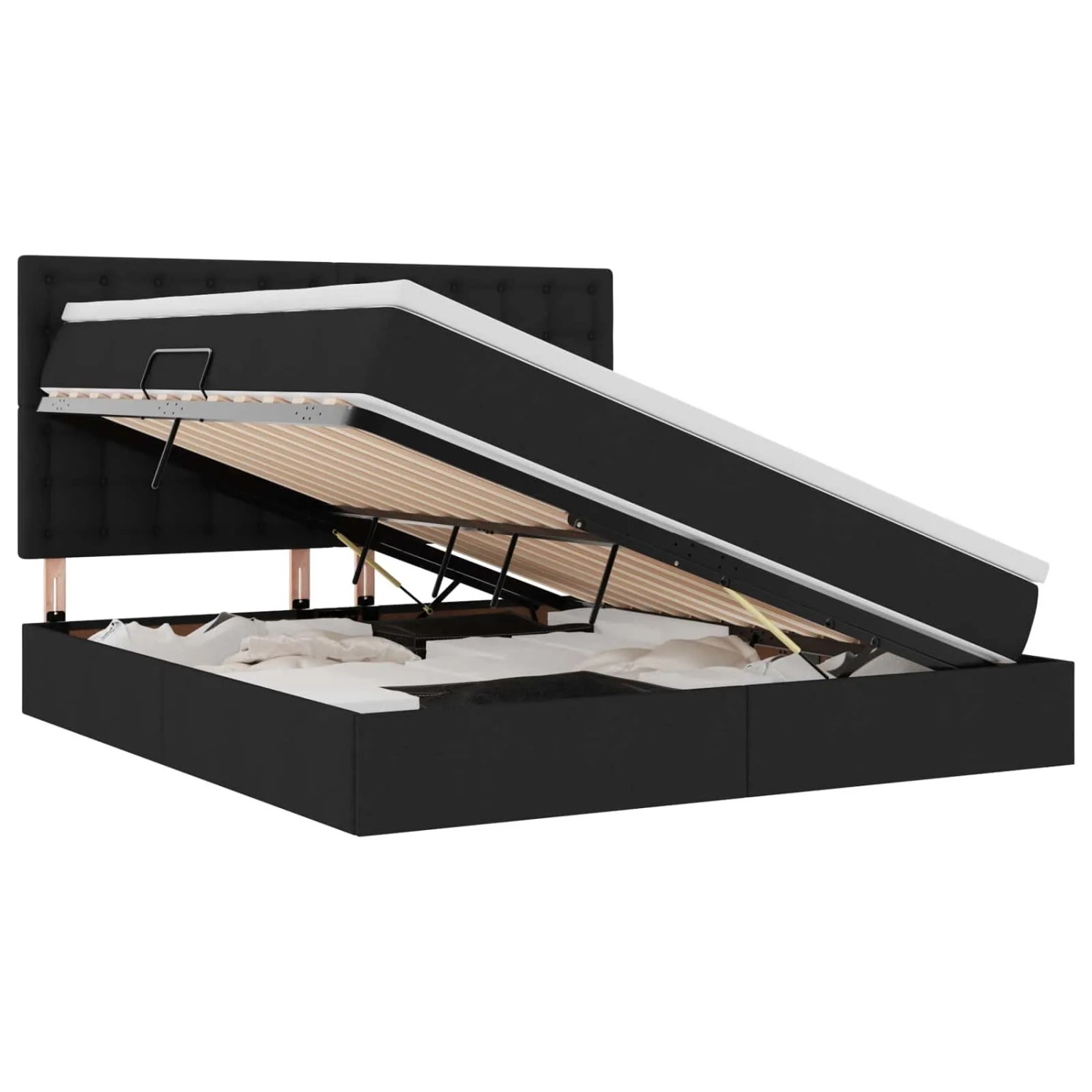 vidaXL Bett mit LED-Lichtleisten Schwarz 160 x 200 cm Stoff 3372554