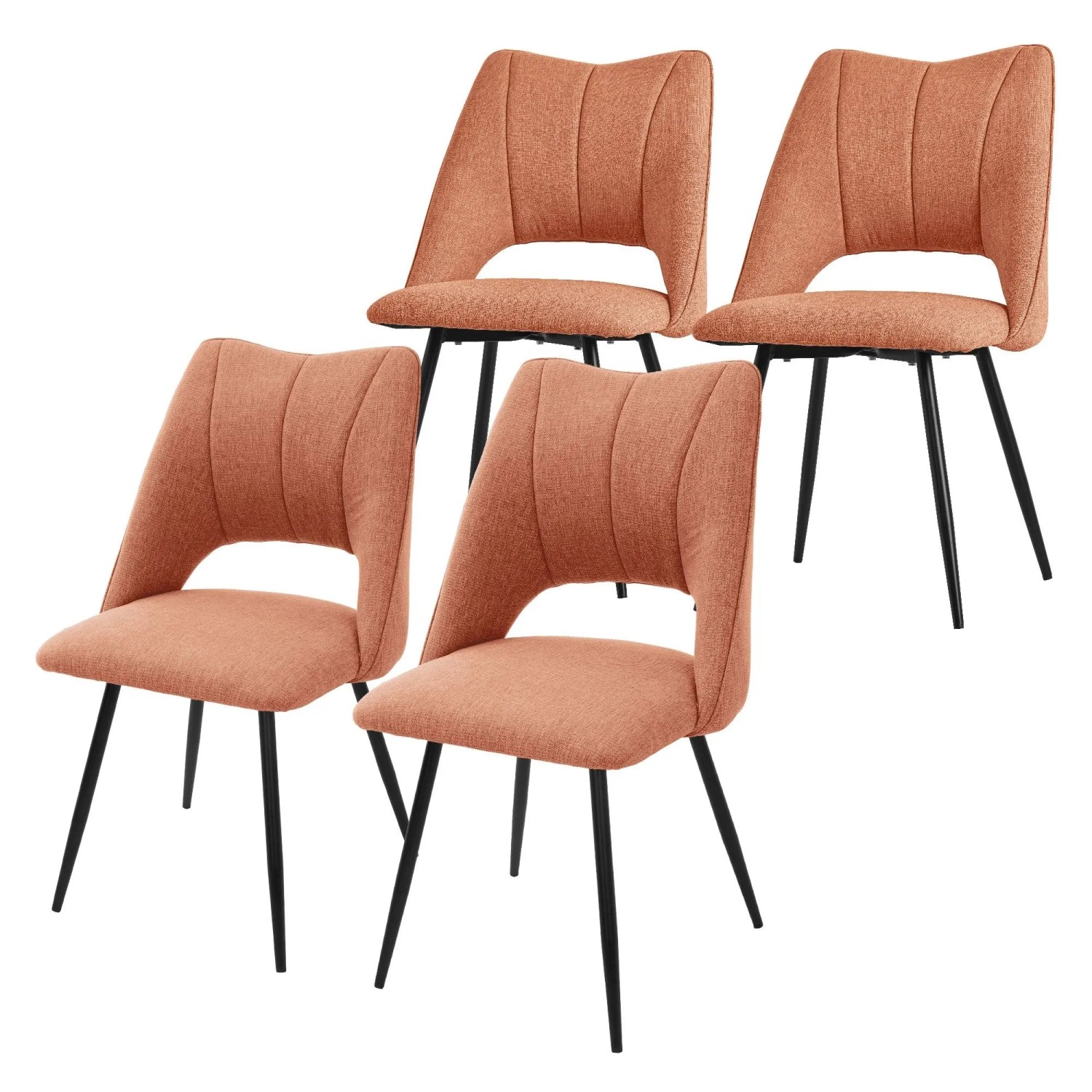 ML-Design Esszimmerstühle 4er Set Stoffbezug Orange Metallbeinen