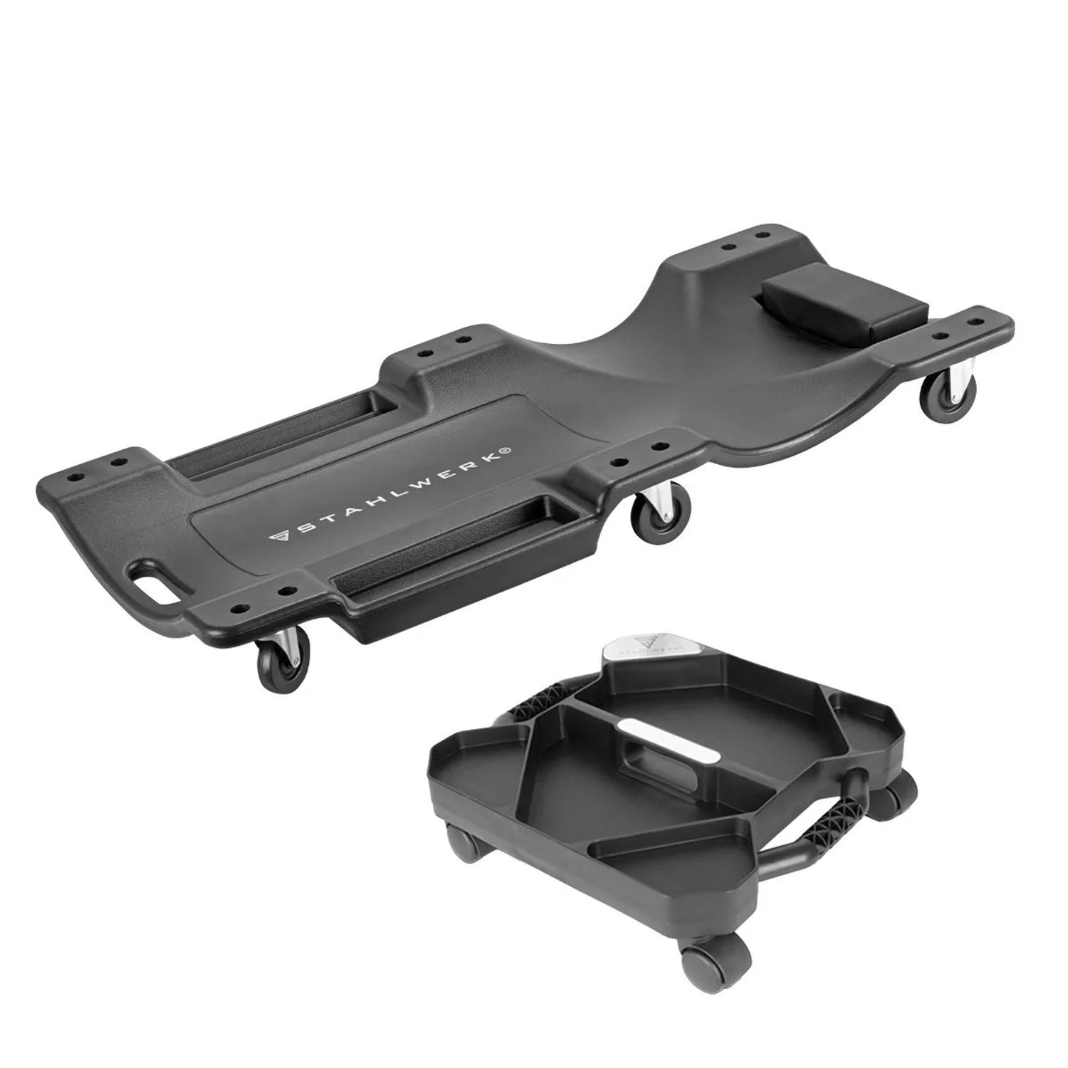 STAHLWERK Kfz Rollbrett Montageliege 500 Kg Werkzeug Organizer 5 Fächer 45 Kg