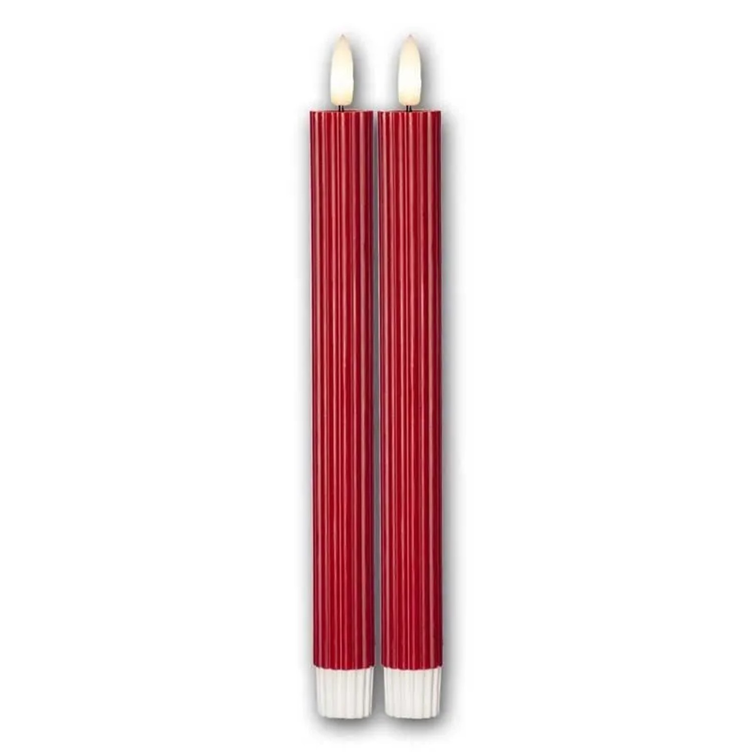 Star Trading LED Stabkerzen STRIPE 2er Set Rot 3D Flamme & Timer