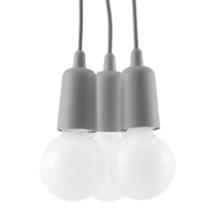 Graue Sollux Lighting Hängeleuchte Diego 3 mit drei Leuchten für E27-Fassung.