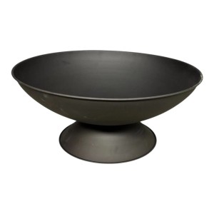 Schwarze Jet-Line Feuerschale Indio (Ø 60 cm) aus Metall mit Sockel für Garten & Terrasse.