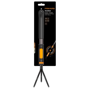 Fiskars Kleingrubber OneClick, Größe S, mit Handgriff in Orange und Schwarz.