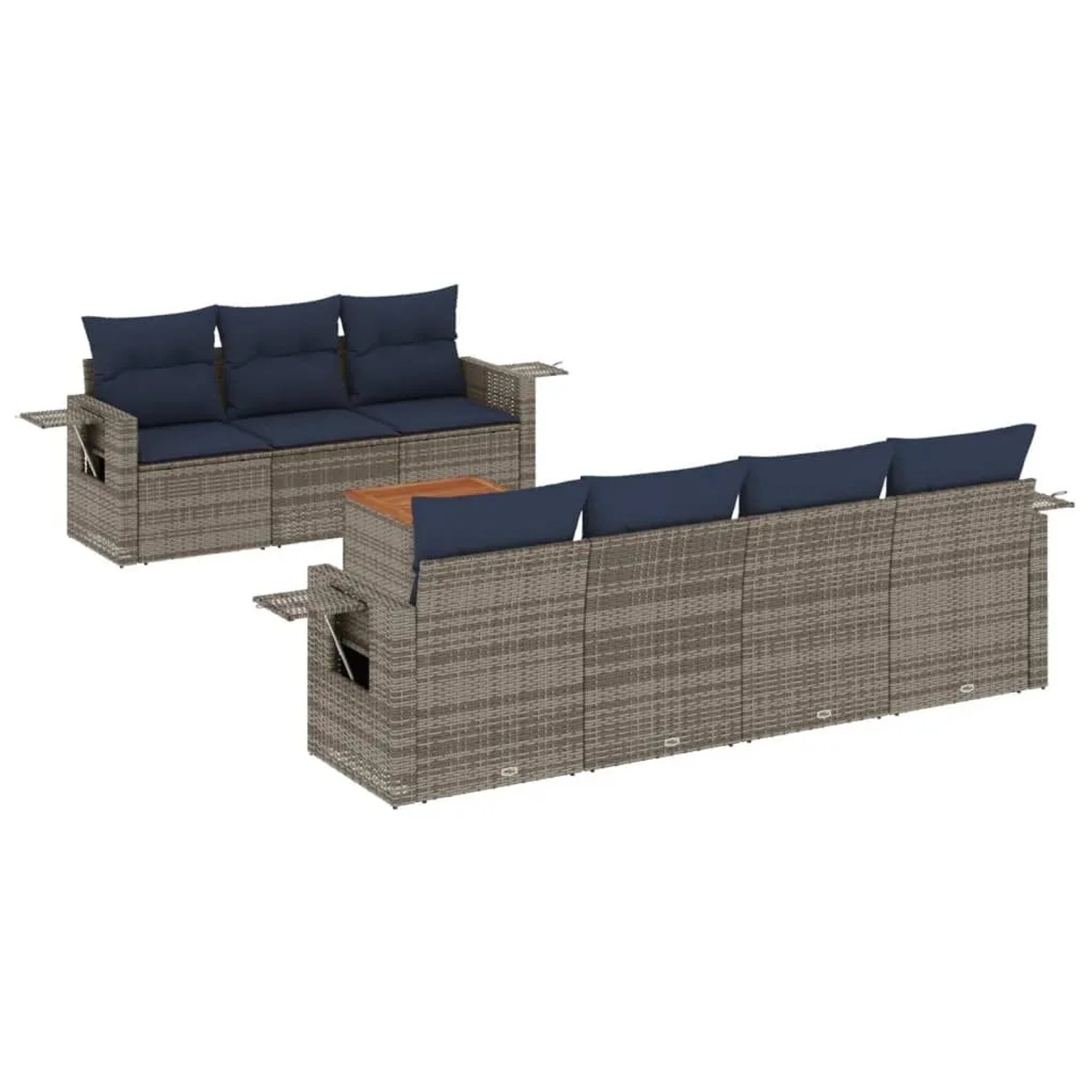 vidaXL 8-Tlg Gartensofa-Set mit Kissen Grau Polyrattan 3224472 günstig online kaufen