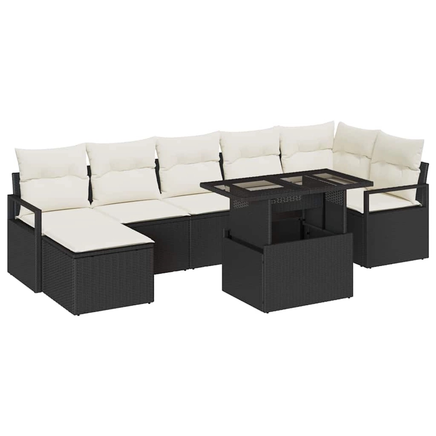 vidaXL Garten-Sofa-Set mit Speicher 8-Tlg Schwarz Poly Rattan 3357600 günstig online kaufen