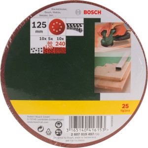 Bosch Schleifblatt-Set Promoline, 25-teilig für Exzenterschleifer, verschiedene Körnungen.