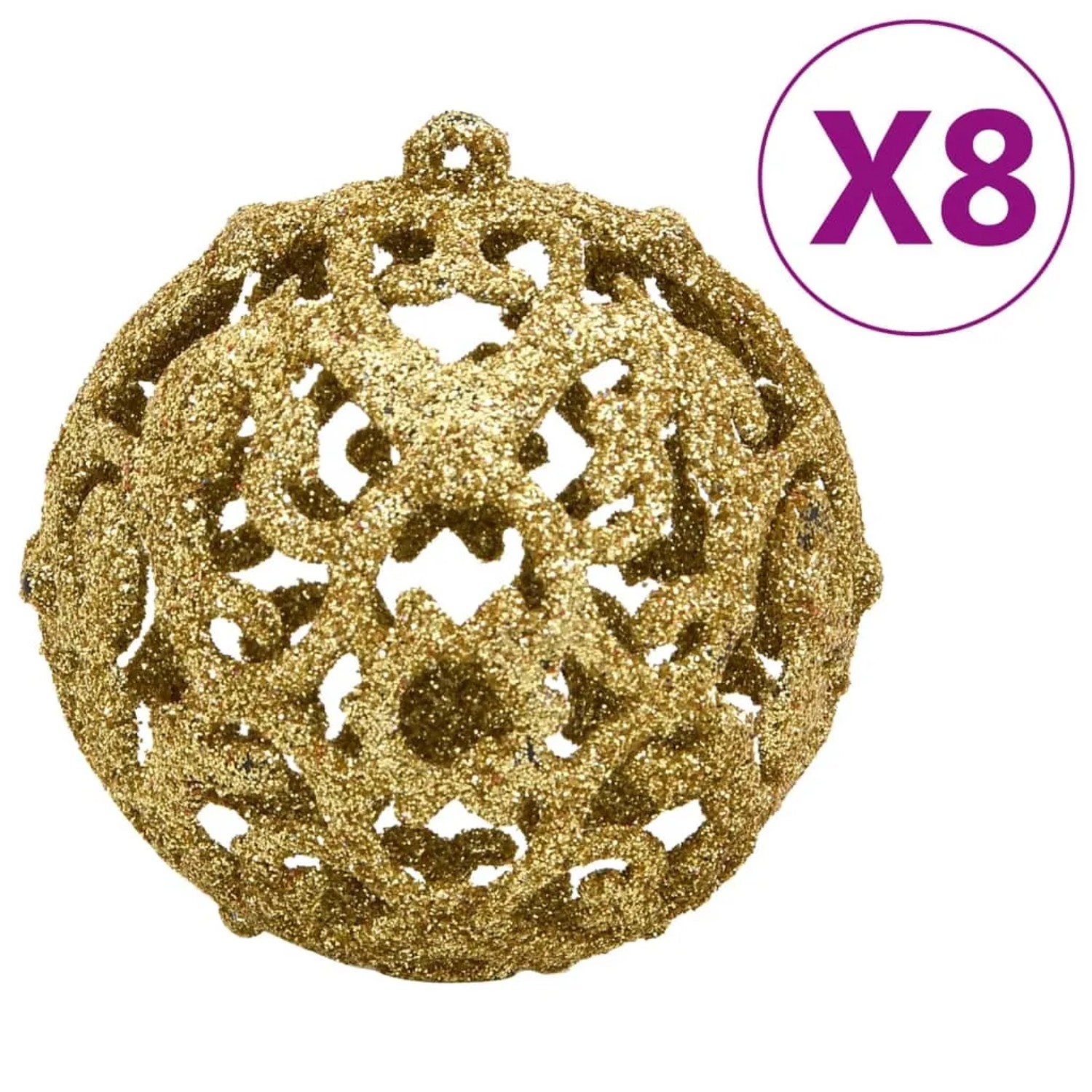 Goldene, glitzernde Weihnachtskugel aus dem 112-tlg. Set.
