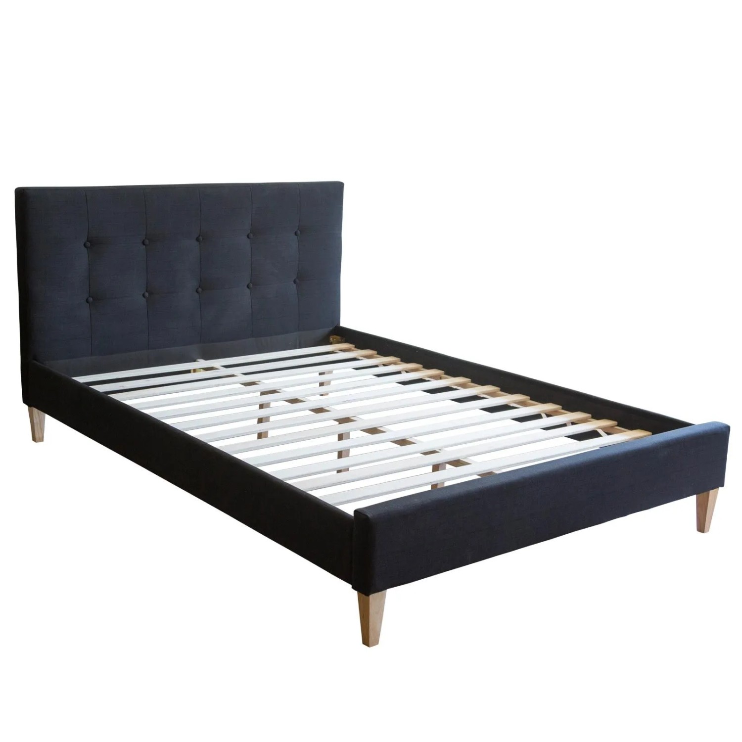 Homestyle4u Polsterbett 160x200 cm Schwarz Doppelbett 1731