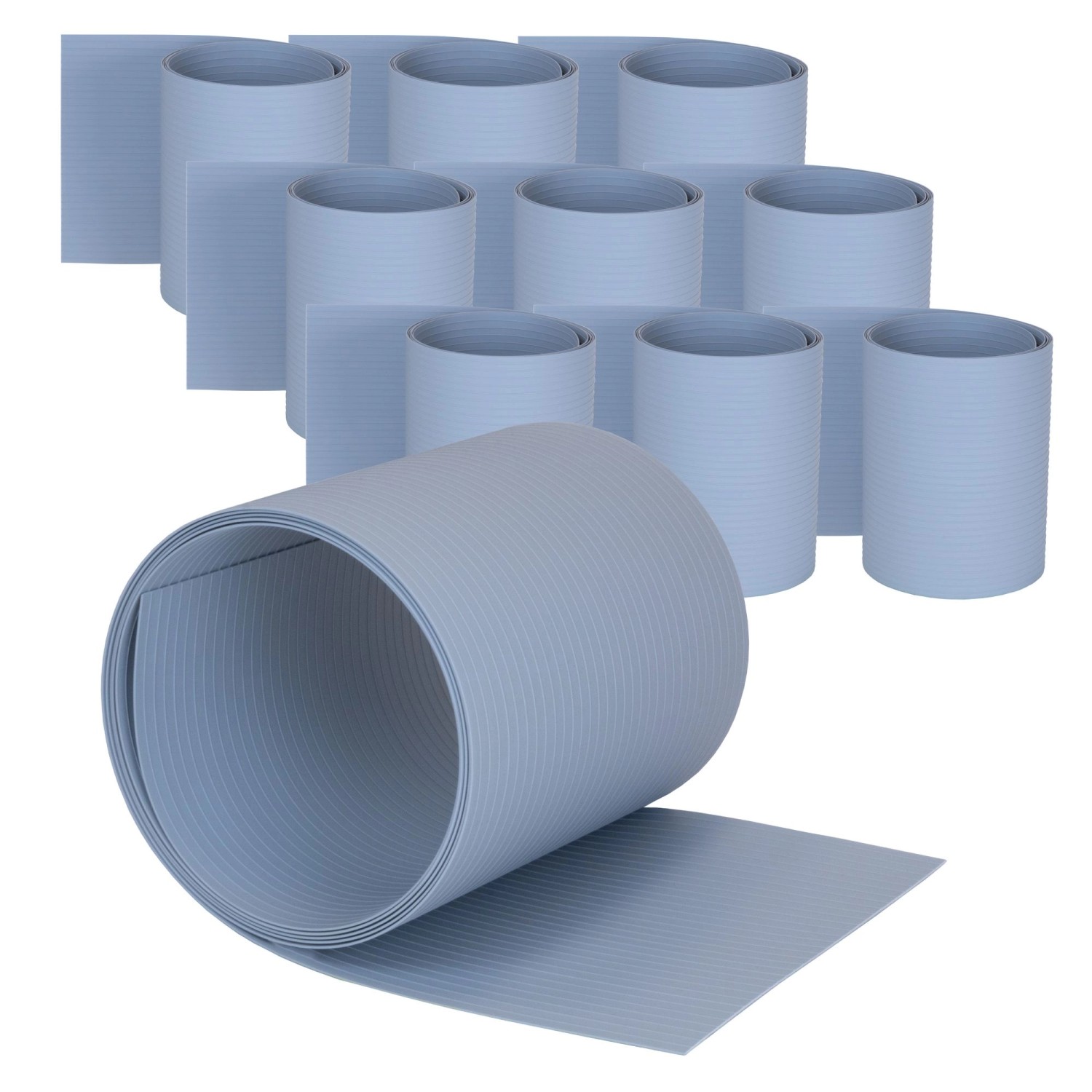 Jardinion Sichtschutzstreifen 10x 2,52m mit 6mm Rillen PVC Grau günstig online kaufen