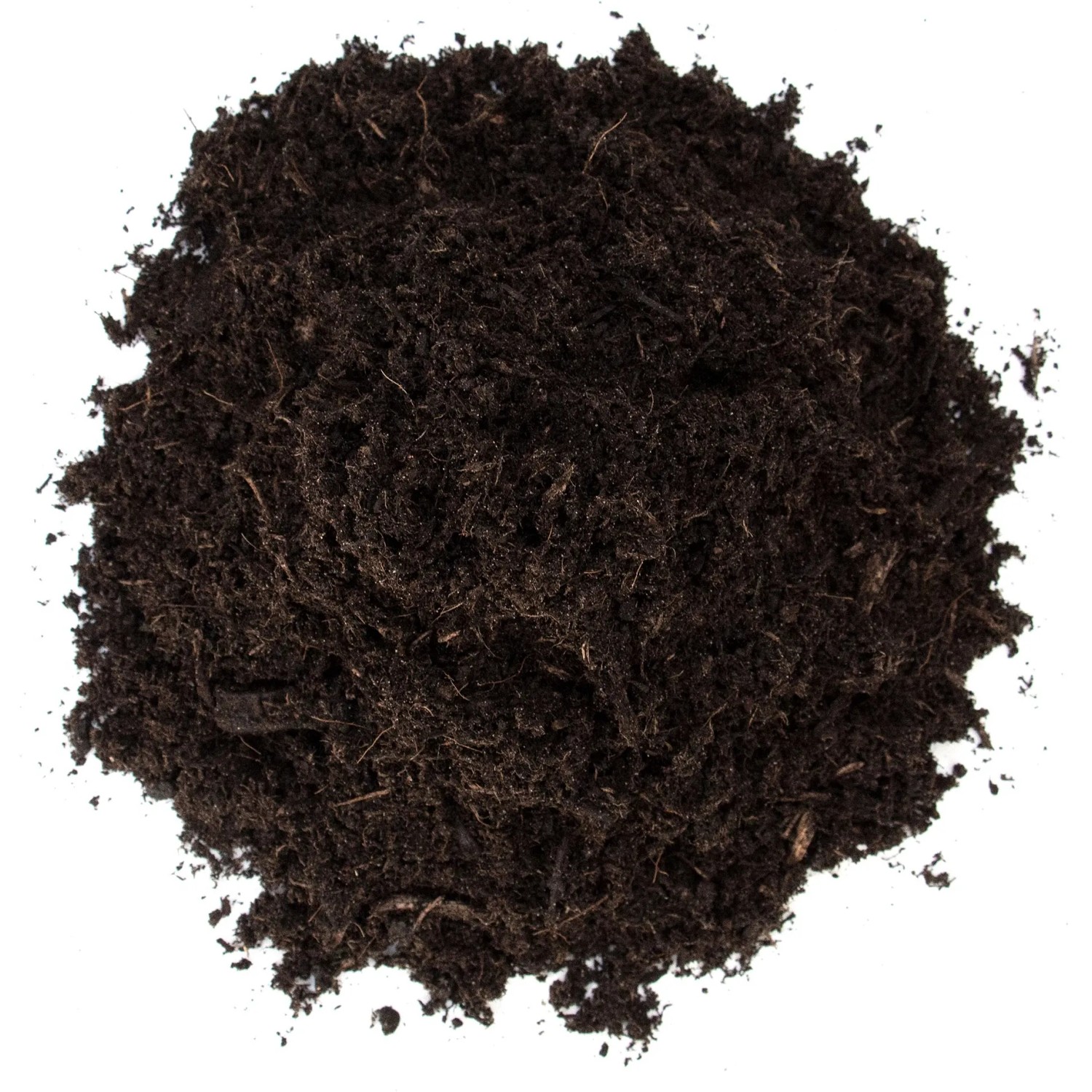Nahaufnahme von Floragard Bio-Universalerde, einer dunklen, krümeligen Erde.