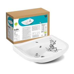 baliv Waschtisch Glasgow, weiß, 57 cm, Keramik Handwaschbecken für die Wandmontage mit Überlauf.