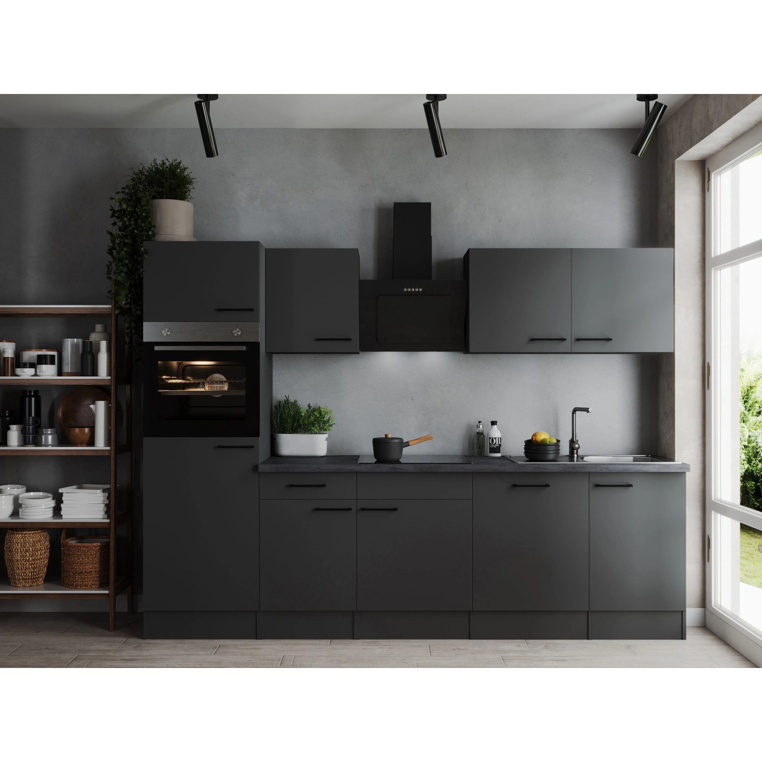 Thumbnail - Respekta Küchenzeile Oliver 280 cm Grau Matt