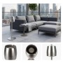 Silberner Edelstahl Standaschenbecher, höhenverstellbar, auf modernem Balkon. Ideal für Raucherbereiche innen & außen.