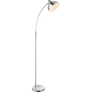 Moderne Globo Stehlampe Anita in Nickel matt/Chrom, Design-Stehleuchte mit gebogenem Arm.