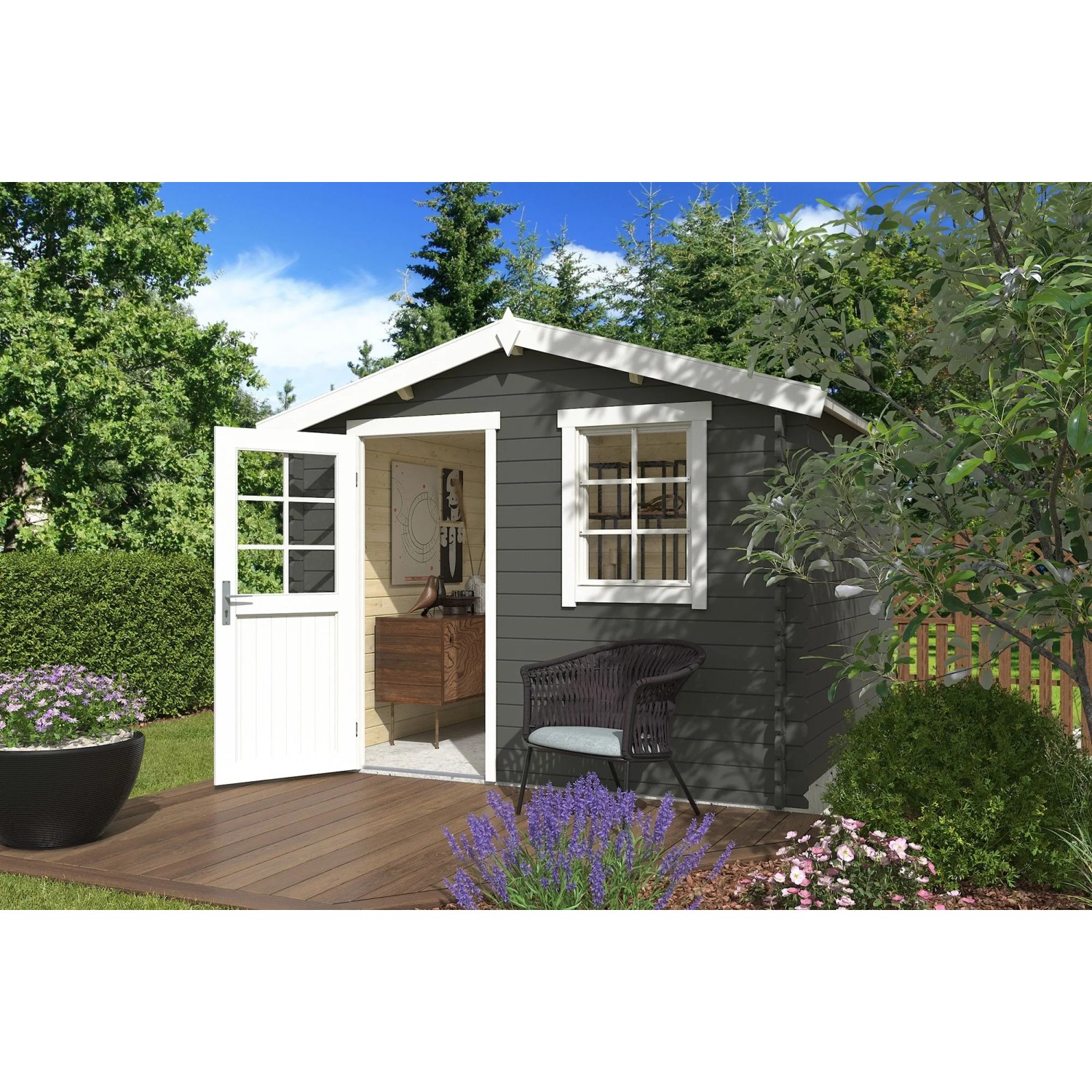 Lasita Gartenhaus Nina 175 Grau-Grün 275 cm x 175 cm