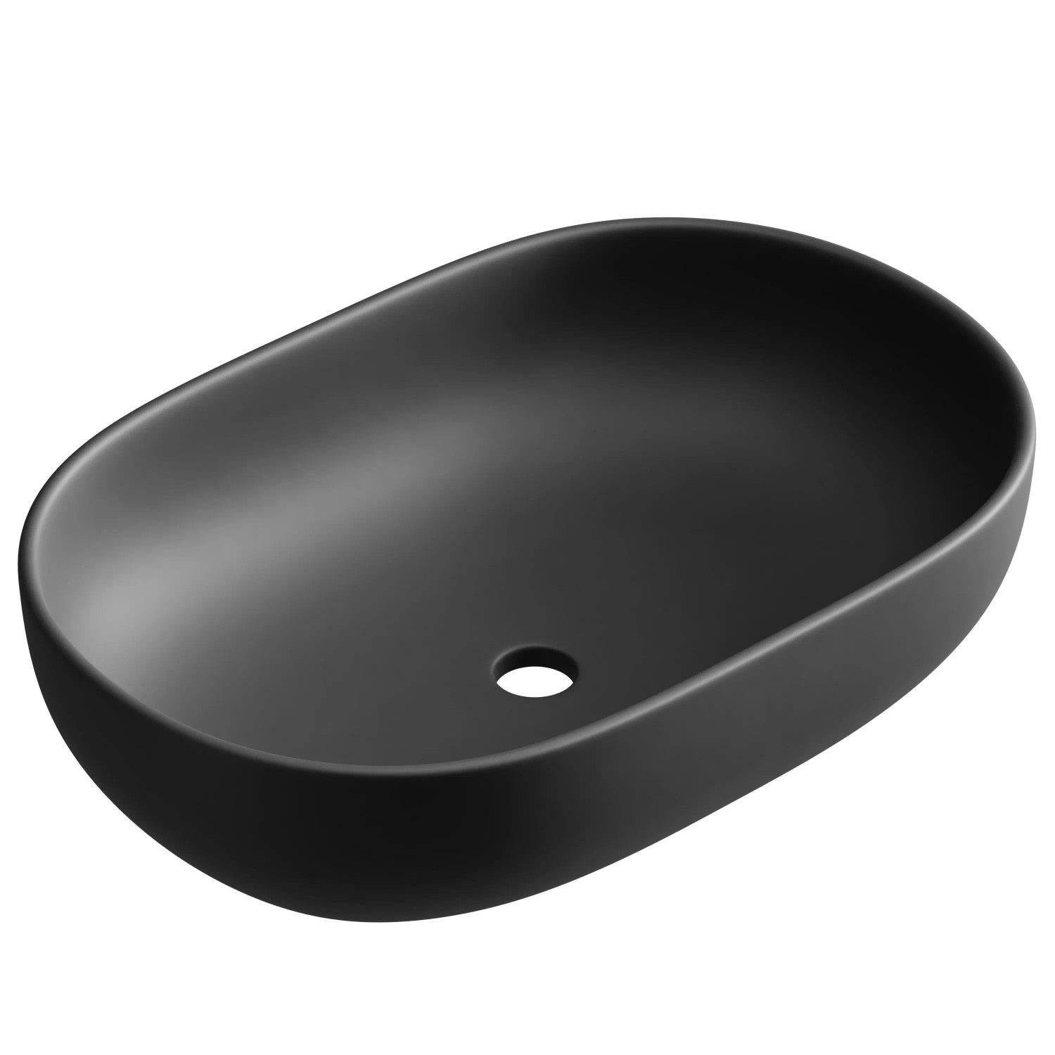 Planetmöbel Aufsatzwaschbecken 60 cm Schwarz Matt Oval Keramik