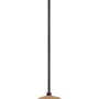 Moderne Pendelleuchte Moitas mit Rauchglas-Schirm und Holz-Akzent, schwarz-matt.