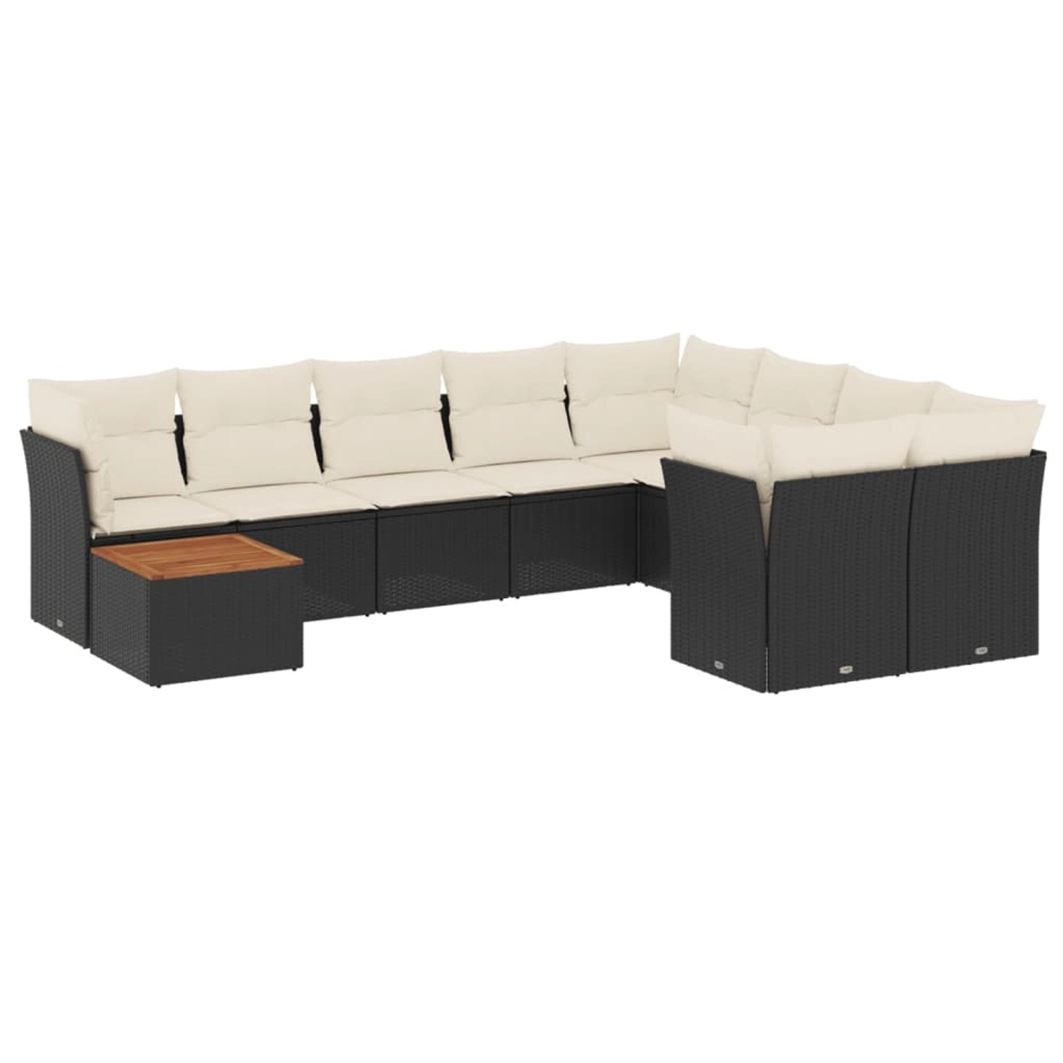 vidaXL 10-tlg Garten-Sofagarnitur mit Kissen Schwarz Poly Rattan Modell 50