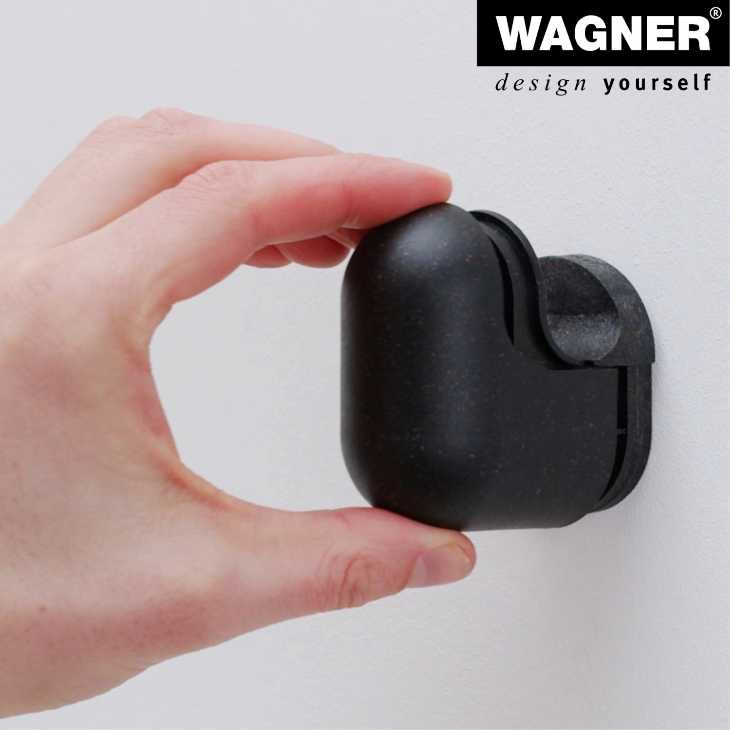 Wagner Wandhaken Set Pill WH 0400, 4 schwarze Haken aus Bio-Kunststoff, kleine Ausführung.