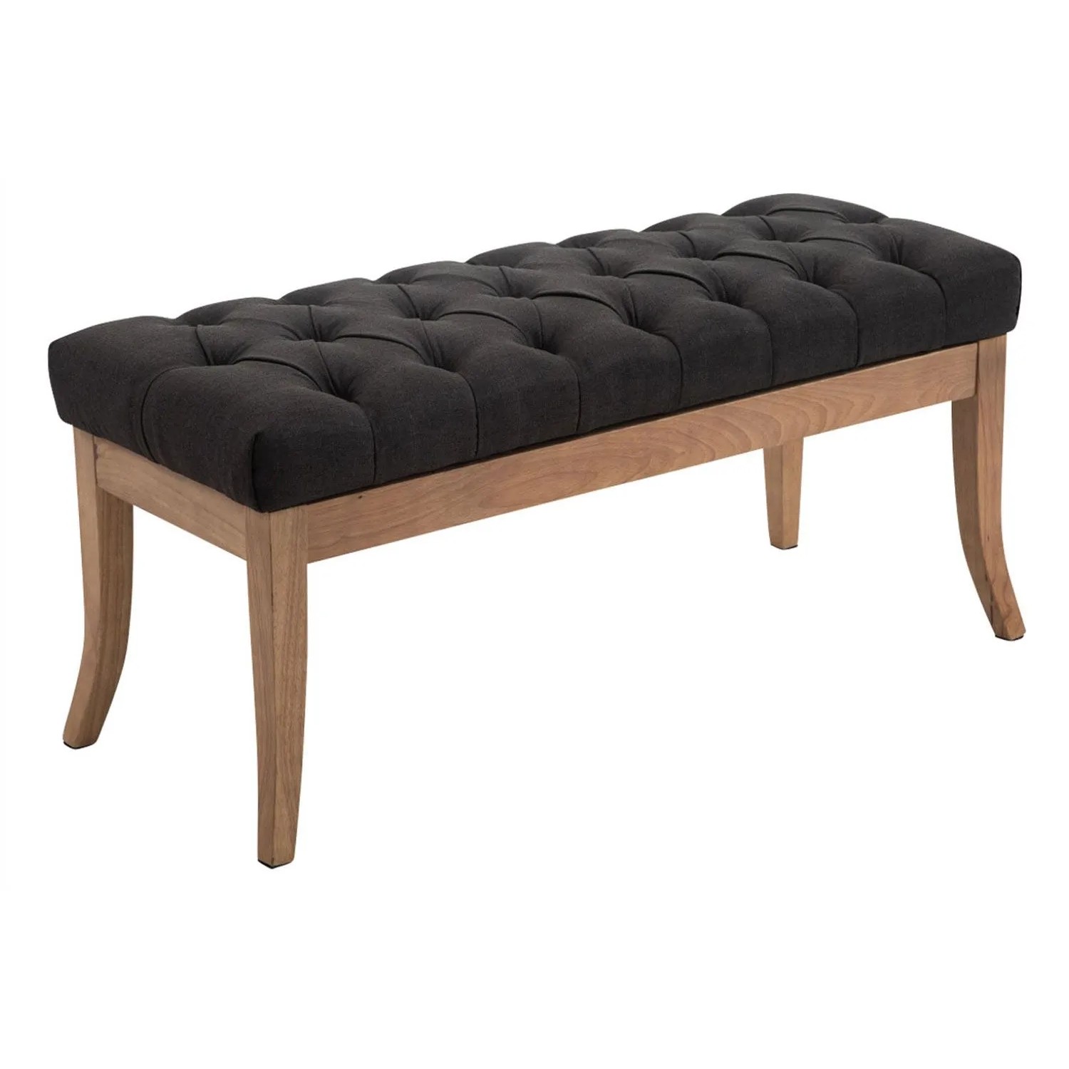 DELUKE Sitzbank CANNES Stoff Dunkelgrau 100x38x46cm Hellbraun Sitzbank Flur Sitzhocker Esszimmerbank Polsterbank Schlafzimmer