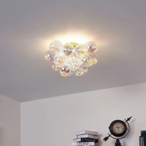 QAZQA Design Deckenleuchte Messing mit Regenbogenglas 4-flammig Uvas