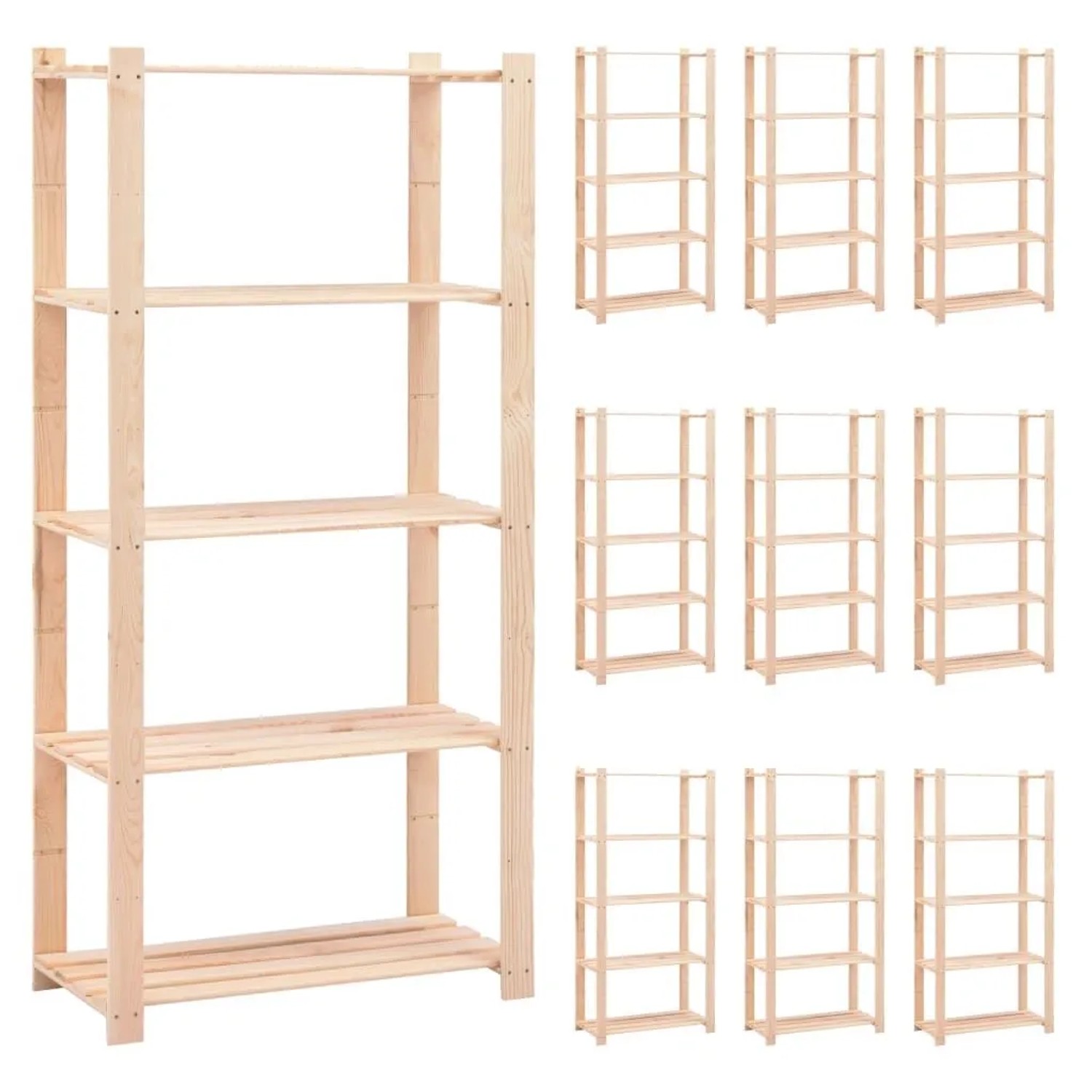 vidaXL Lagerregale 5 Böden 10 Stk 80x38x170cm Massivholz Kiefer 250kg 3051116
