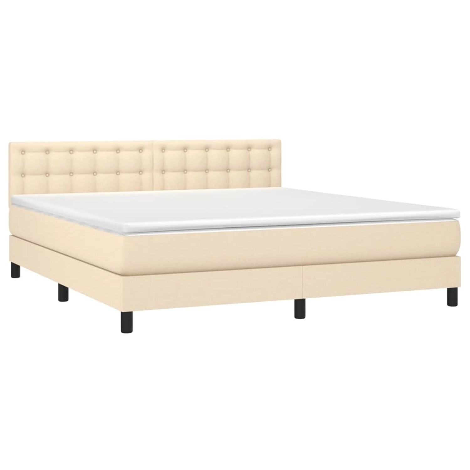 vidaXL Boxspringbett mit Matratze & LED Creme 160x200 cm Stoff 3133490 günstig online kaufen