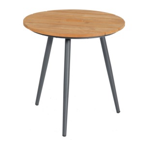 Natur24 Gala Beistelltisch aus Aluminium und Teakholz, Gartentisch für den Außenbereich.