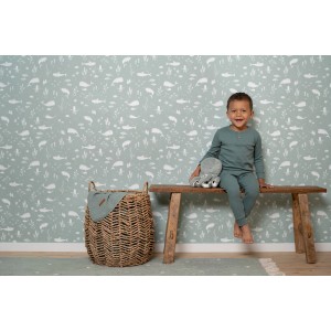 Little Dutch Vliestapete Ocean Mint Grün mit Unterwasserwelt-Motiv im Kinderzimmer.