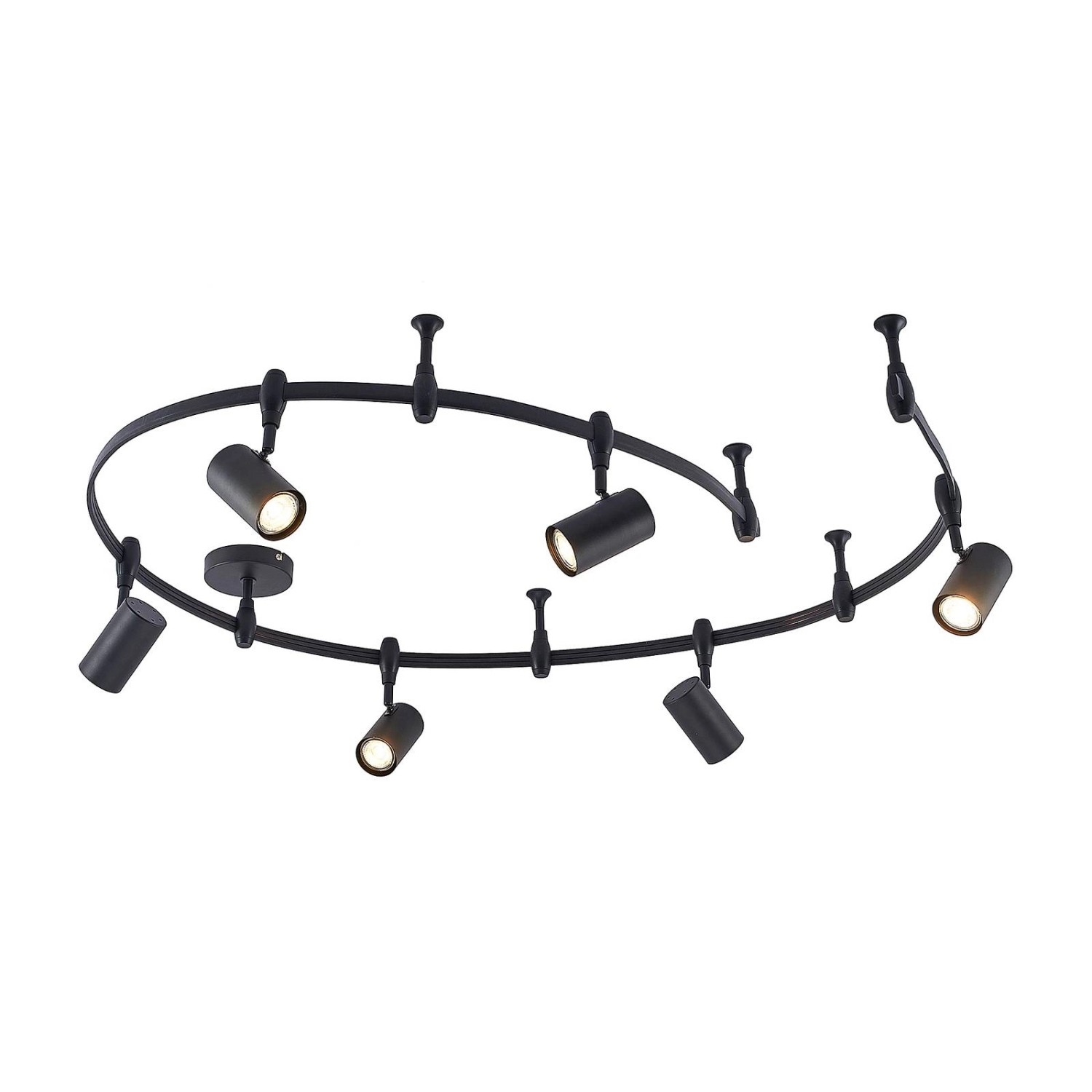 Lindby Stromschienenleuchte Delila 10026921 Modern in Schwarz aus Metall 6-flammig GU10 Wohnzimmerleuchte