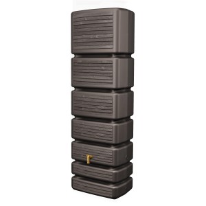 4rain Wandtank Slim Wood Decor 350 l Darkwood Regentonne mit Auslaufhahn.