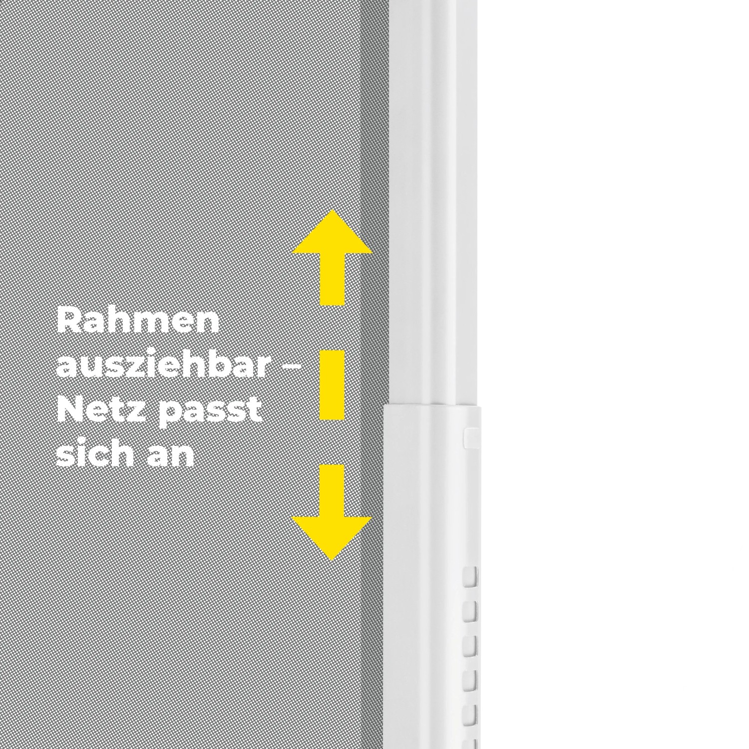 Easymaxx Moskitonetz Magic Fit: Ausziehbarer Insektenschutzrahmen mit Netz, weiß.